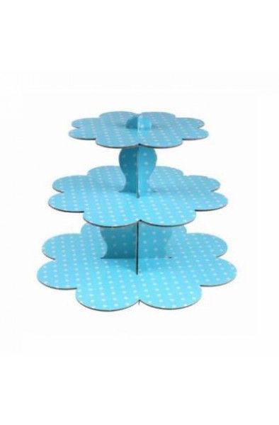 3 Katlı Mavi CupCake Standı