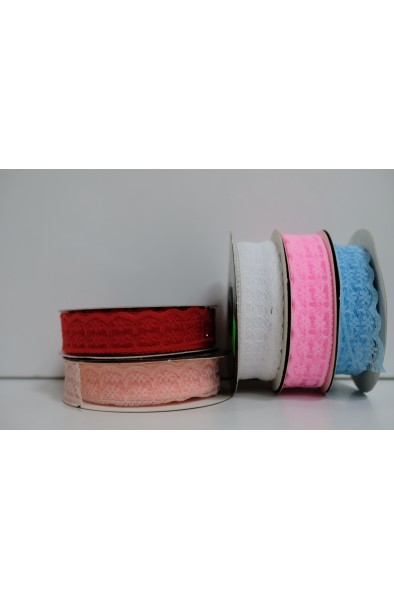 25 Metre 3 Cm Gübür Organze  Kurdele Kırmızı - Pembe - Mavi - Krem - Beyaz - Yavru Ağzı