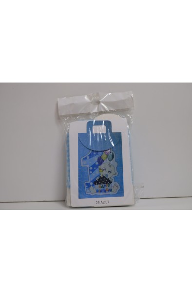 1 Yaş Popcorn Kabı Çantalı Mavi - Pembe 25li