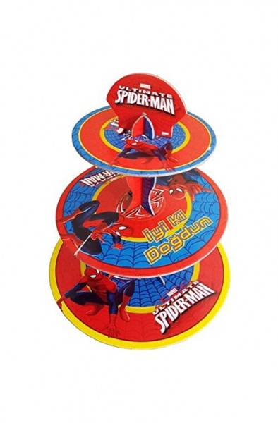 3 Katlı Spiderman CupCake Standı