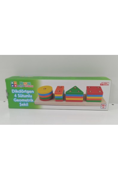 ahşap 4 lü geometrik şekil