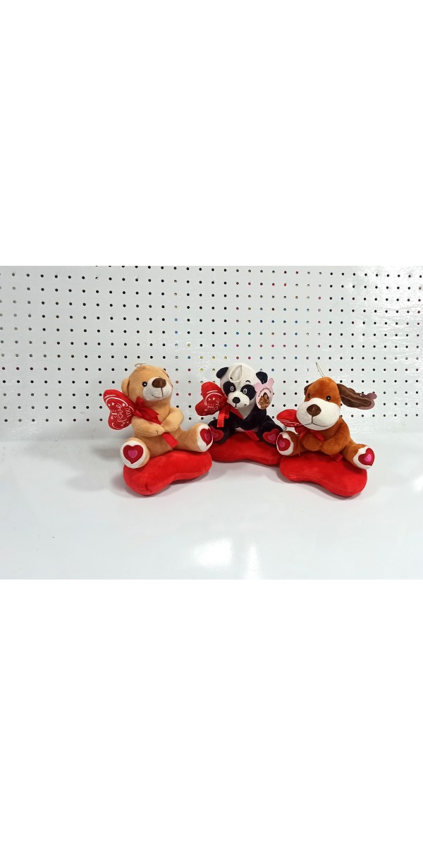 20 cm yastıklı kalpli (panda-ayı-köpek) 3 asorti