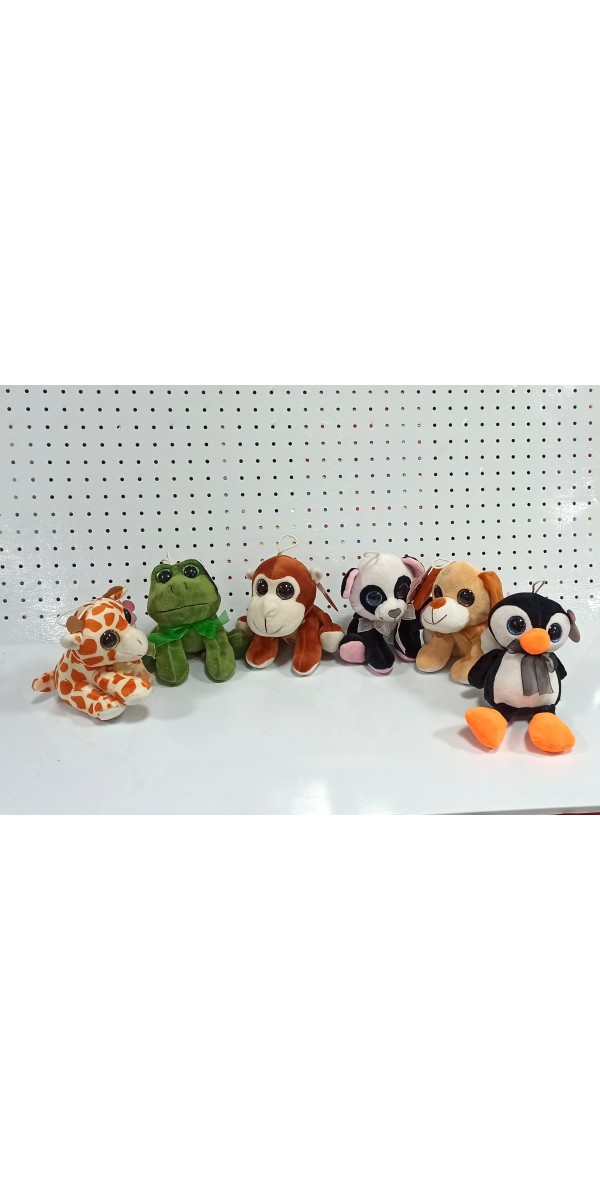 20 cm peluş karma  ( köpek-zürafa-panda-kurbağa-maymun-penguen)