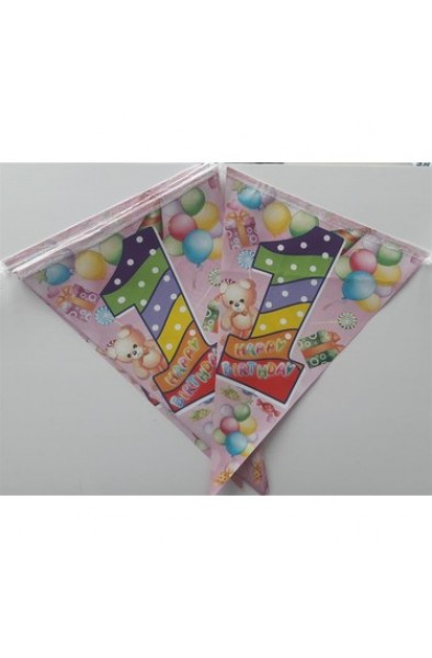 1 Yaş İyi Ki Doğdun Flama Pembe