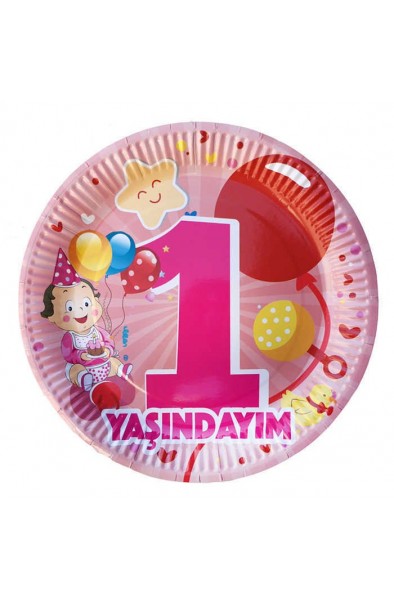 1 Yaşındayım 8'li Tabak Pembe